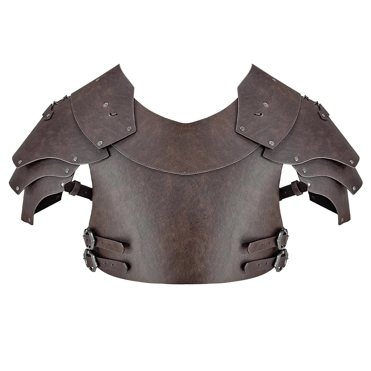 HiiFeuer Medieval Faux Leather Chest Armor, Vintage Pauldron Shoulder Armor Adjustable Mercenary Knight Archer Vest Armor
