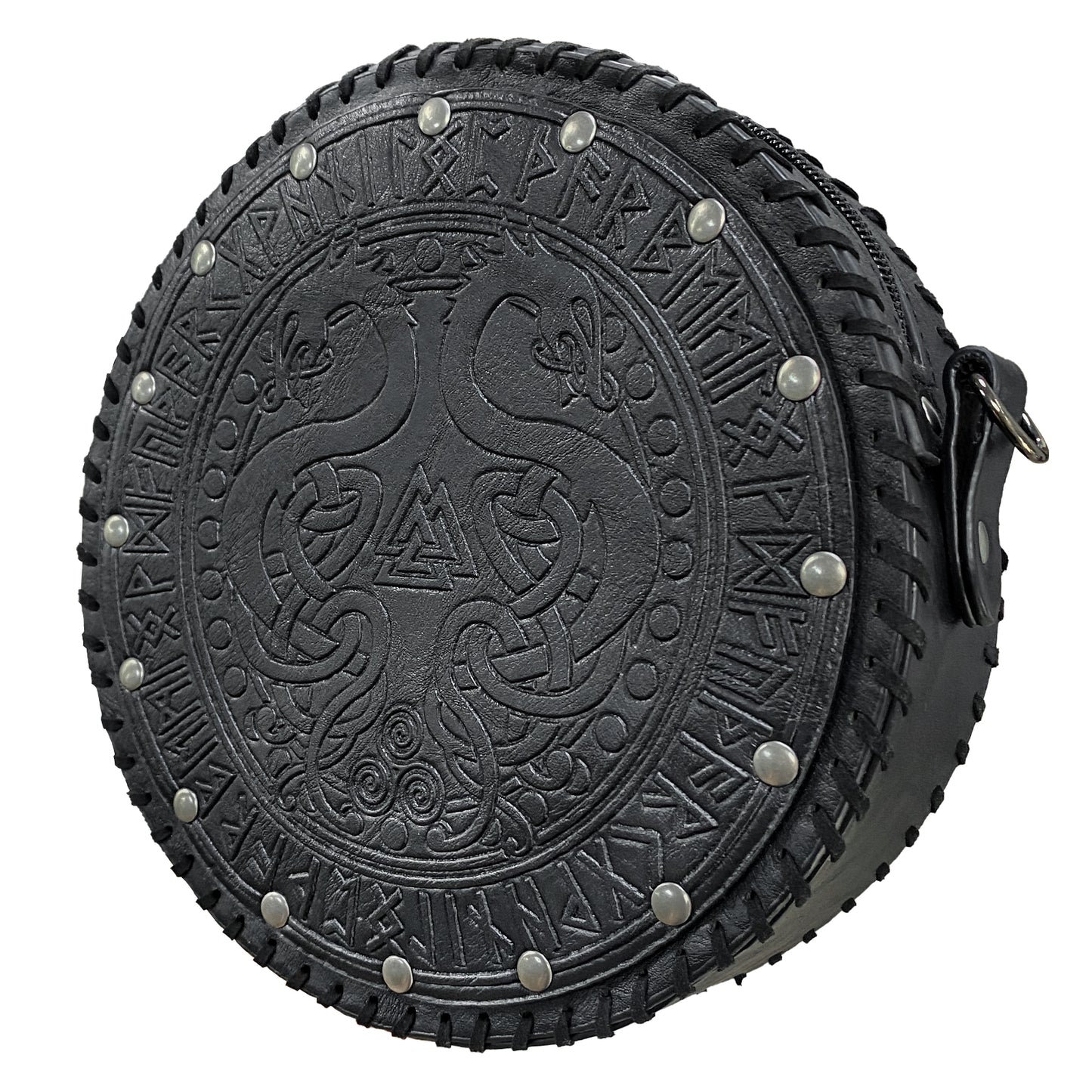HiiFeuer Viking Embossed Crossbody Bag, Nordic Faux Leather Belt Bag Satchel Bag, Medieval Portable Cosplay Shoulder Bag