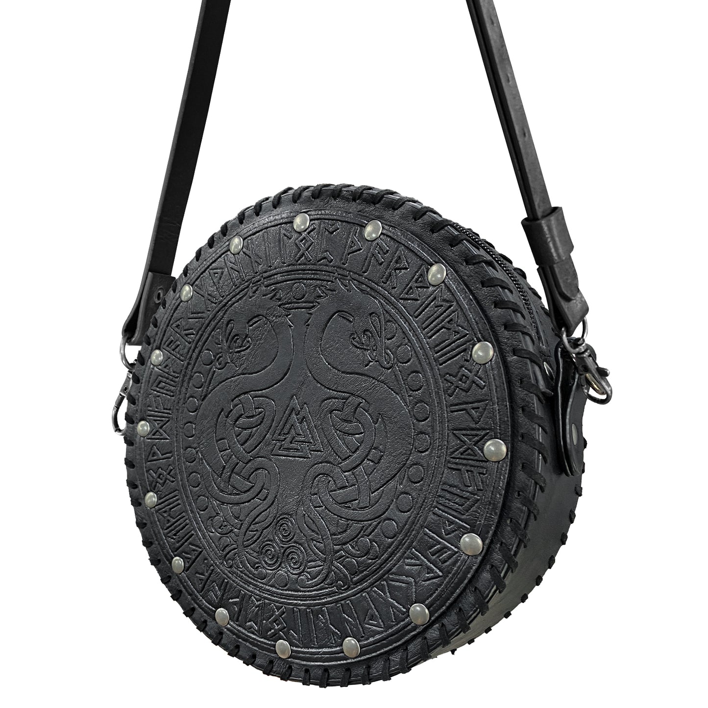 HiiFeuer Viking Embossed Crossbody Bag, Nordic Faux Leather Belt Bag Satchel Bag, Medieval Portable Cosplay Shoulder Bag