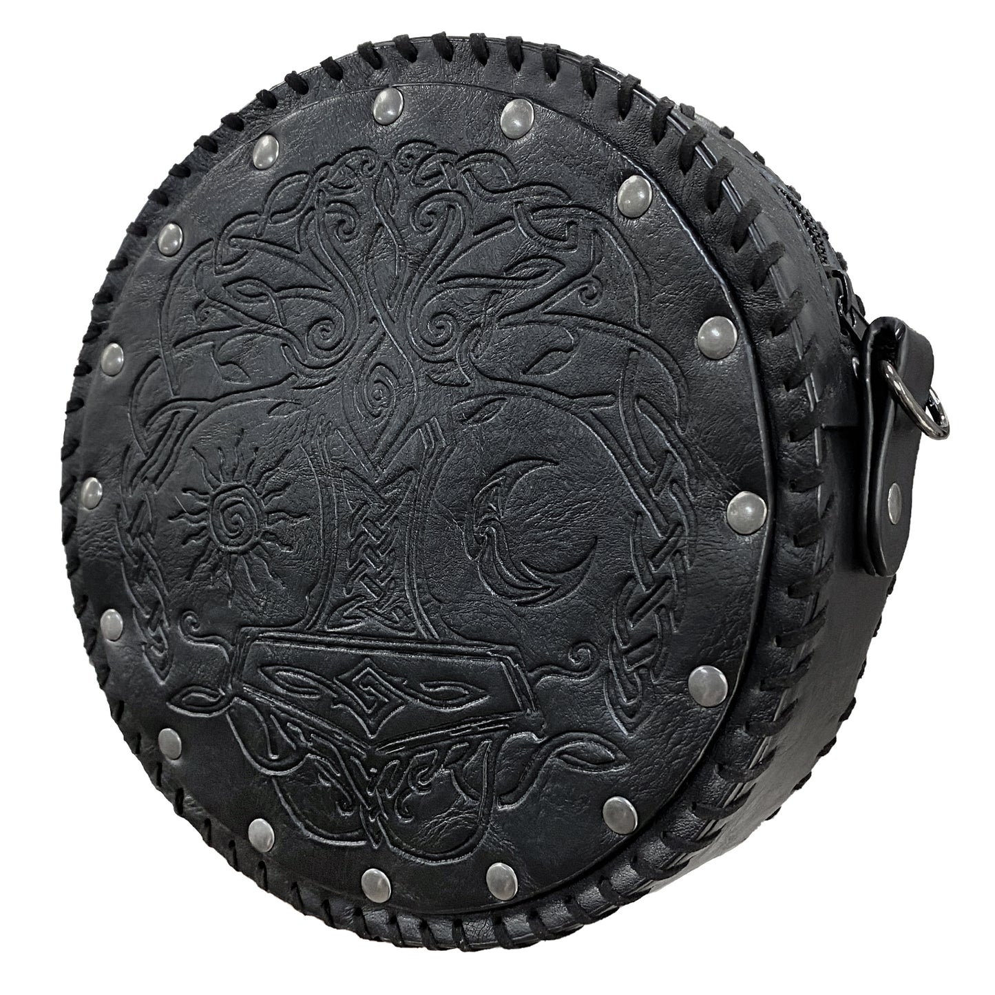 HiiFeuer Viking Embossed Crossbody Bag, Nordic Faux Leather Belt Bag Satchel Bag, Medieval Portable Cosplay Shoulder Bag