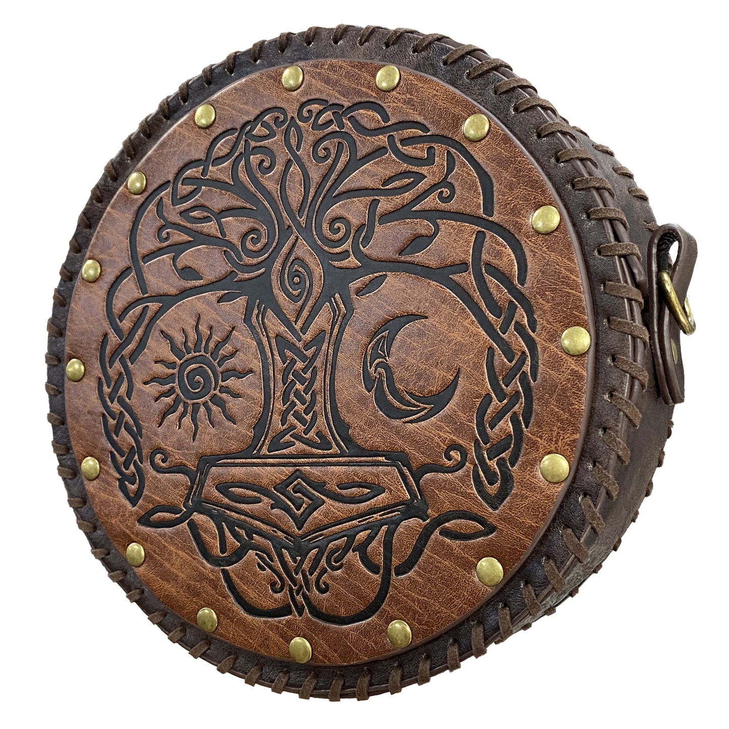 HiiFeuer Viking Embossed Crossbody Bag, Nordic Faux Leather Belt Bag Satchel Bag, Medieval Portable Cosplay Shoulder Bag