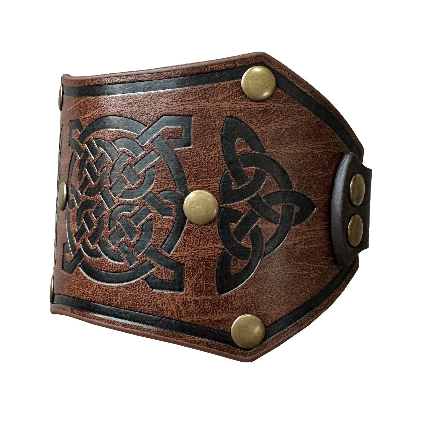 HiiFeuer Medieval Embossed Alchemy Faux Leather Cuff Bracelet, Fantasy Retro Wristband, Wizard Buckle Fastening Cuff Bangle Bracelet
