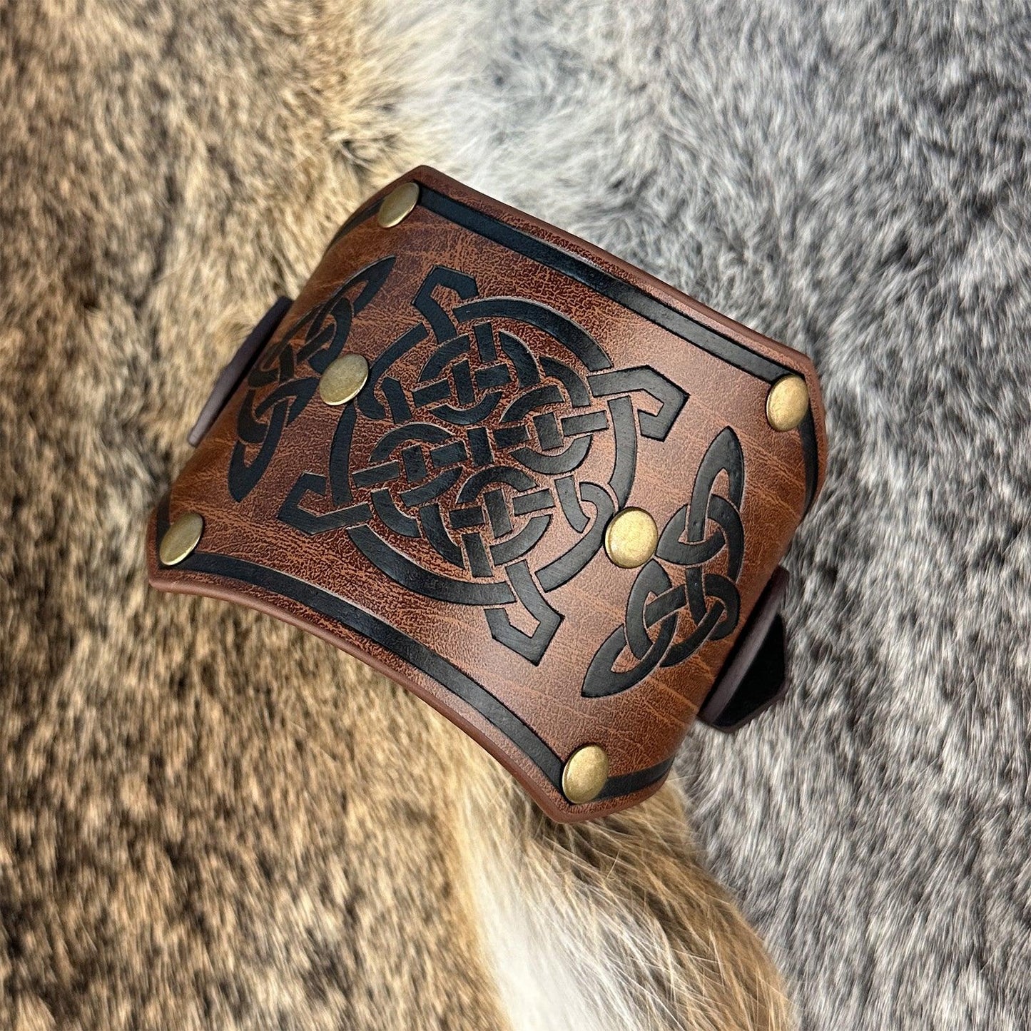 HiiFeuer Medieval Embossed Alchemy Faux Leather Cuff Bracelet, Fantasy Retro Wristband, Wizard Buckle Fastening Cuff Bangle Bracelet