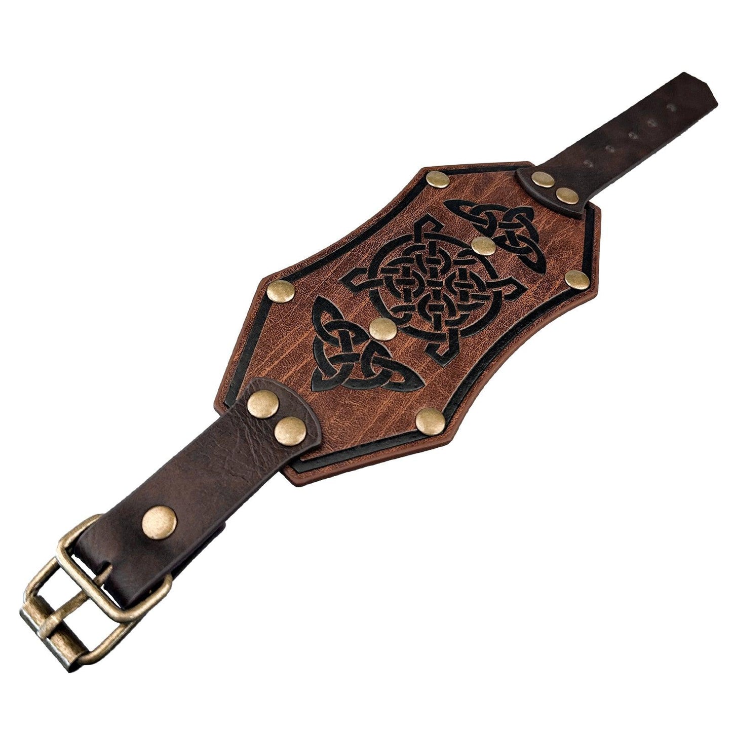 HiiFeuer Medieval Embossed Alchemy Faux Leather Cuff Bracelet, Fantasy Retro Wristband, Wizard Buckle Fastening Cuff Bangle Bracelet