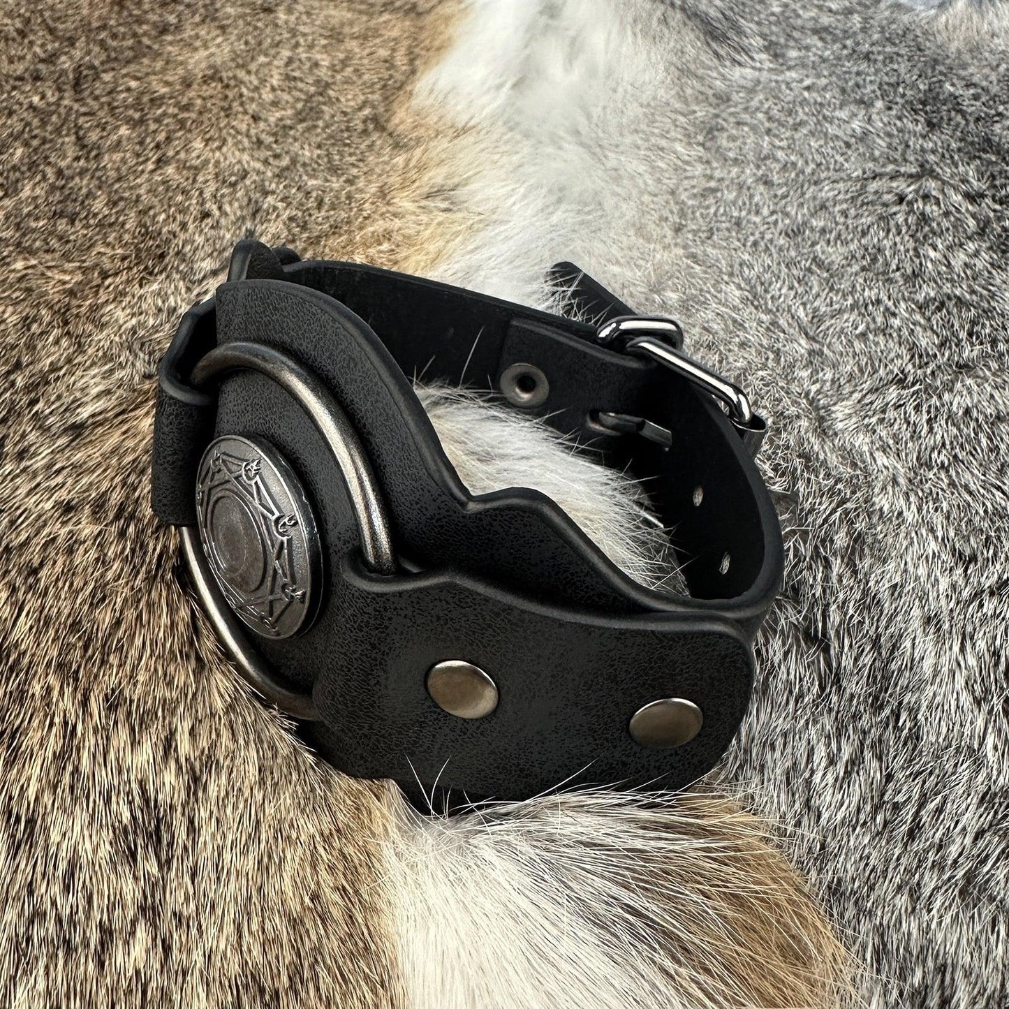 HiiFeuer Medieval Embossed Alchemy Faux Leather Cuff Bracelet, Fantasy Retro Wristband, Wizard Buckle Fastening Cuff Bangle Bracelet