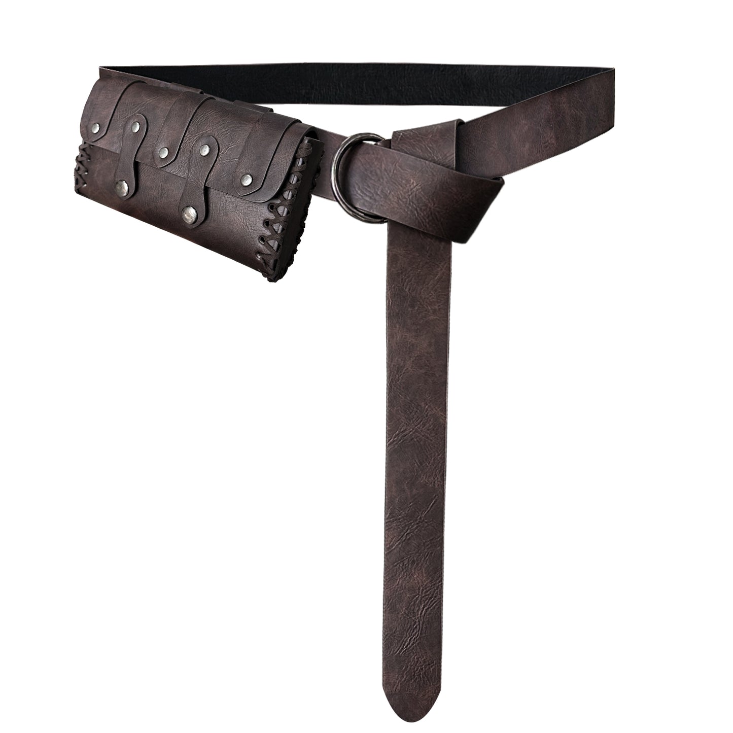 HiiFeuer Medieval Faux Leather Belt Bag with O Ring Belt, Renaissance Cosplay Belt Pouch, Portable Phone Bag for Ren Faire