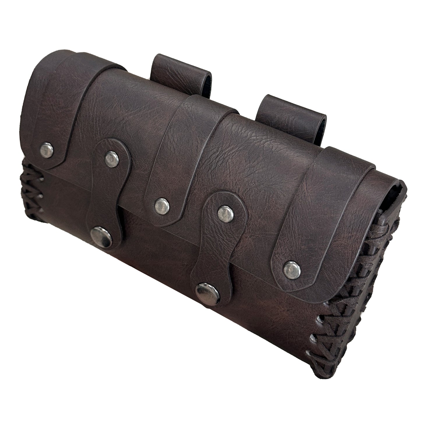 HiiFeuer Medieval Faux Leather Belt Bag with O Ring Belt, Renaissance Cosplay Belt Pouch, Portable Phone Bag for Ren Faire