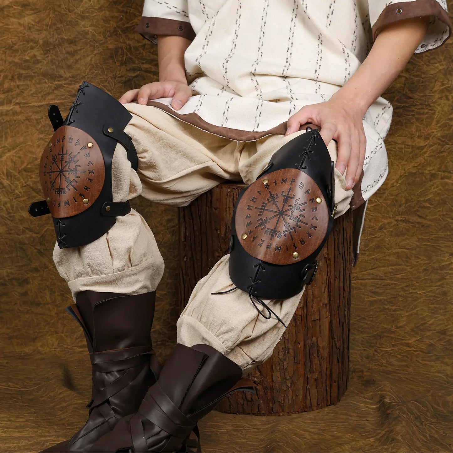 Viking Faux Leather Knee Braces