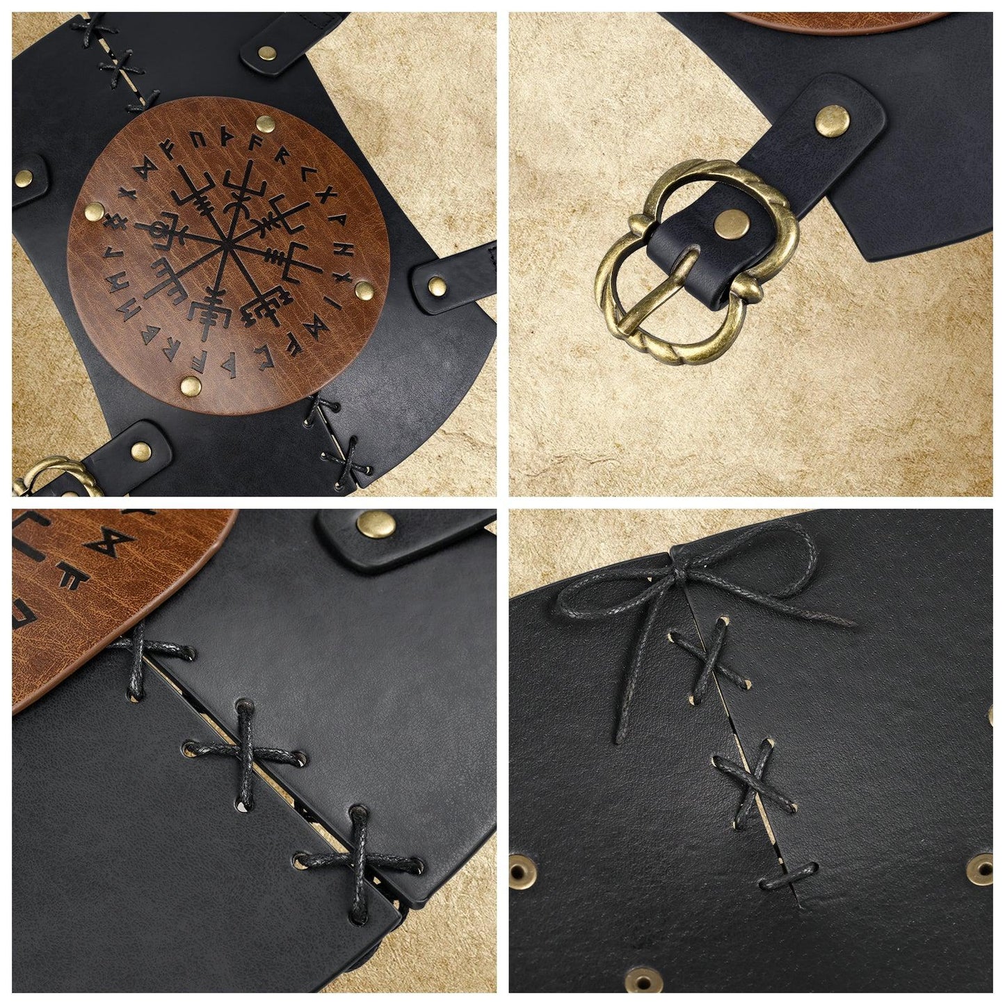 Viking Faux Leather Knee Braces