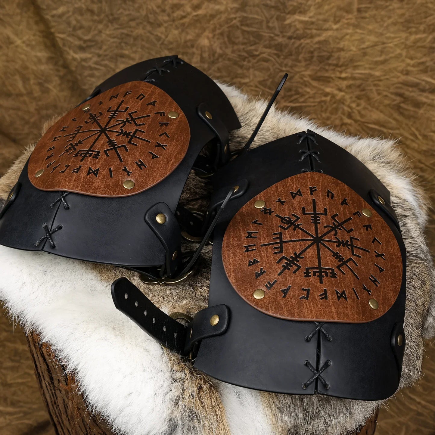 Viking Faux Leather Knee Braces