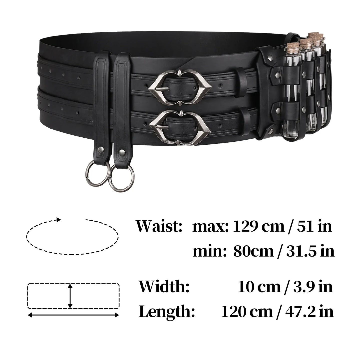 Medieval Alchemy Wide Belt with Bottle