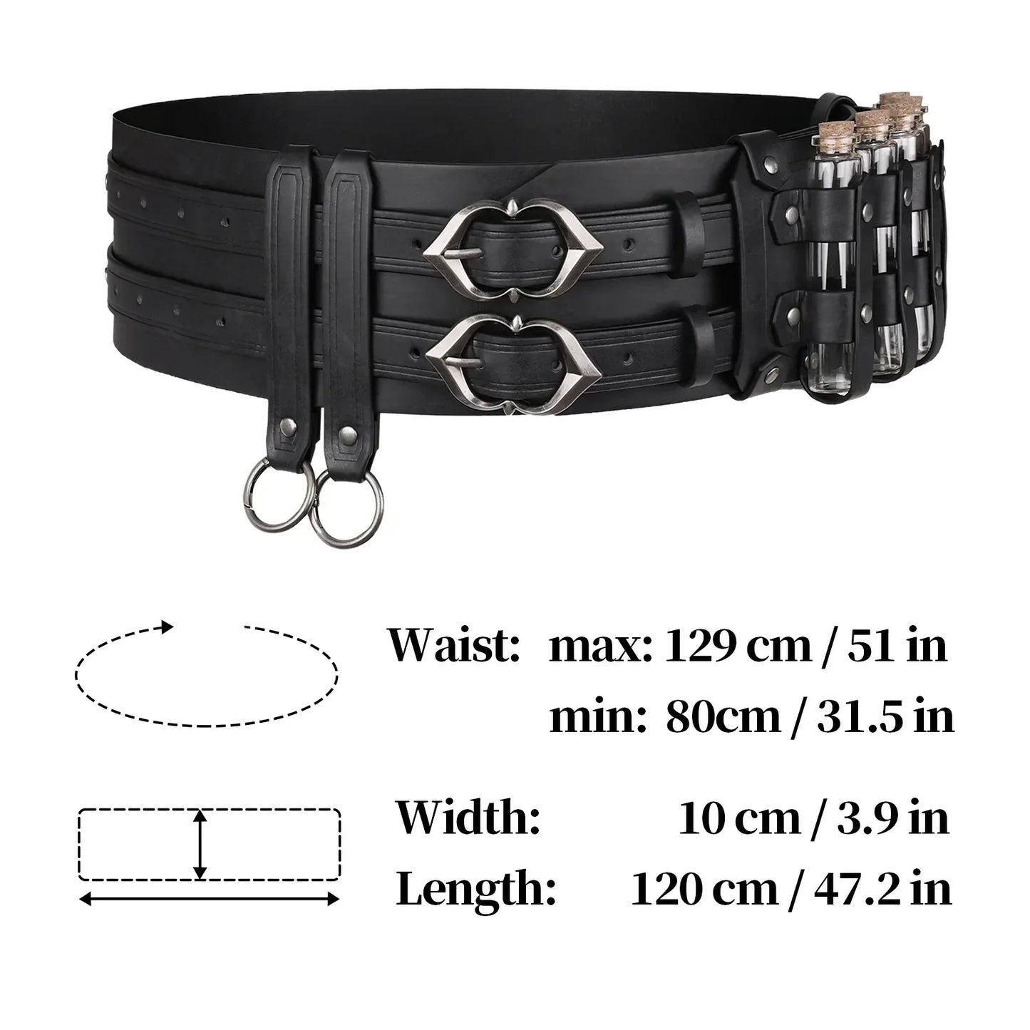 Medieval Alchemy Wide Belt with Bottle