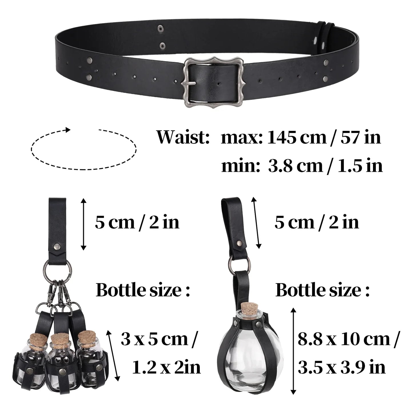 3PCs Medieval Alchemy Belt Potion Bottle