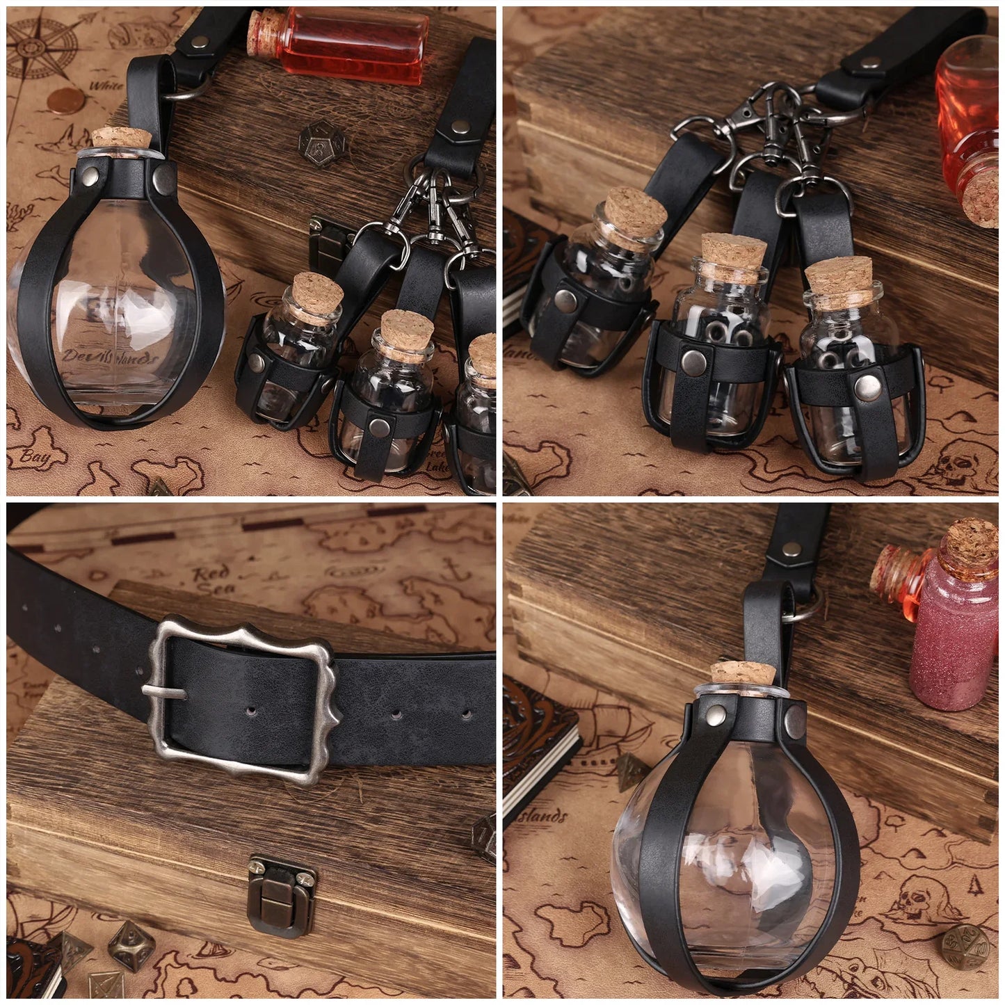 3PCs Medieval Alchemy Belt Potion Bottle