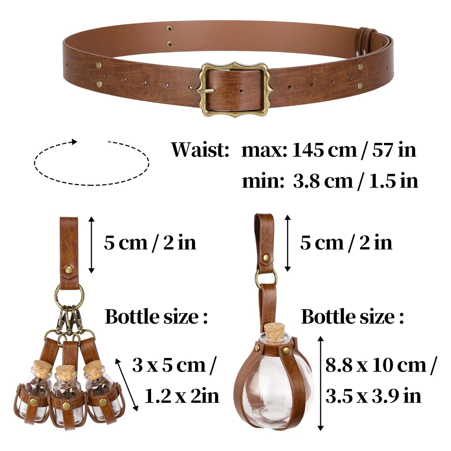 3PCs Medieval Alchemy Belt Potion Bottle