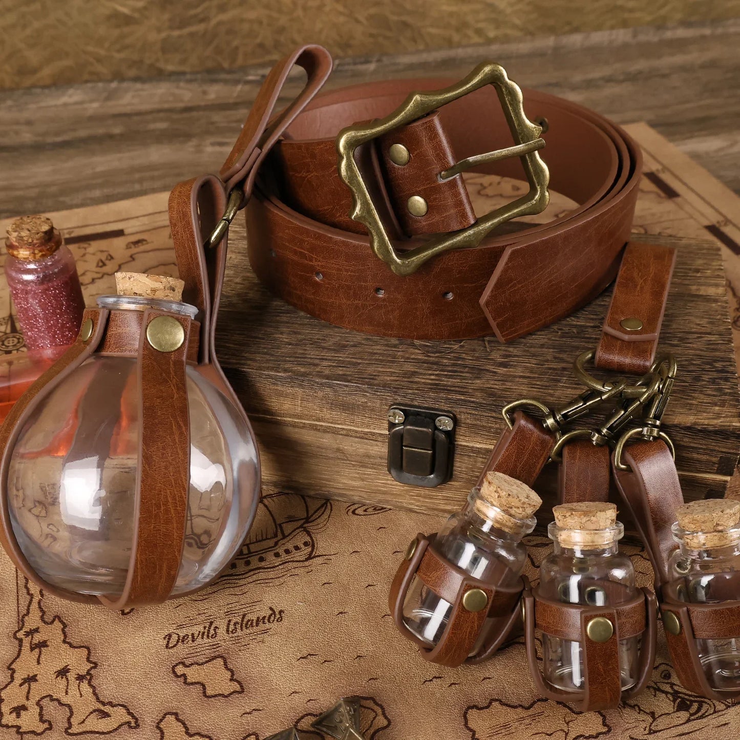 3PCs Medieval Alchemy Belt Potion Bottle