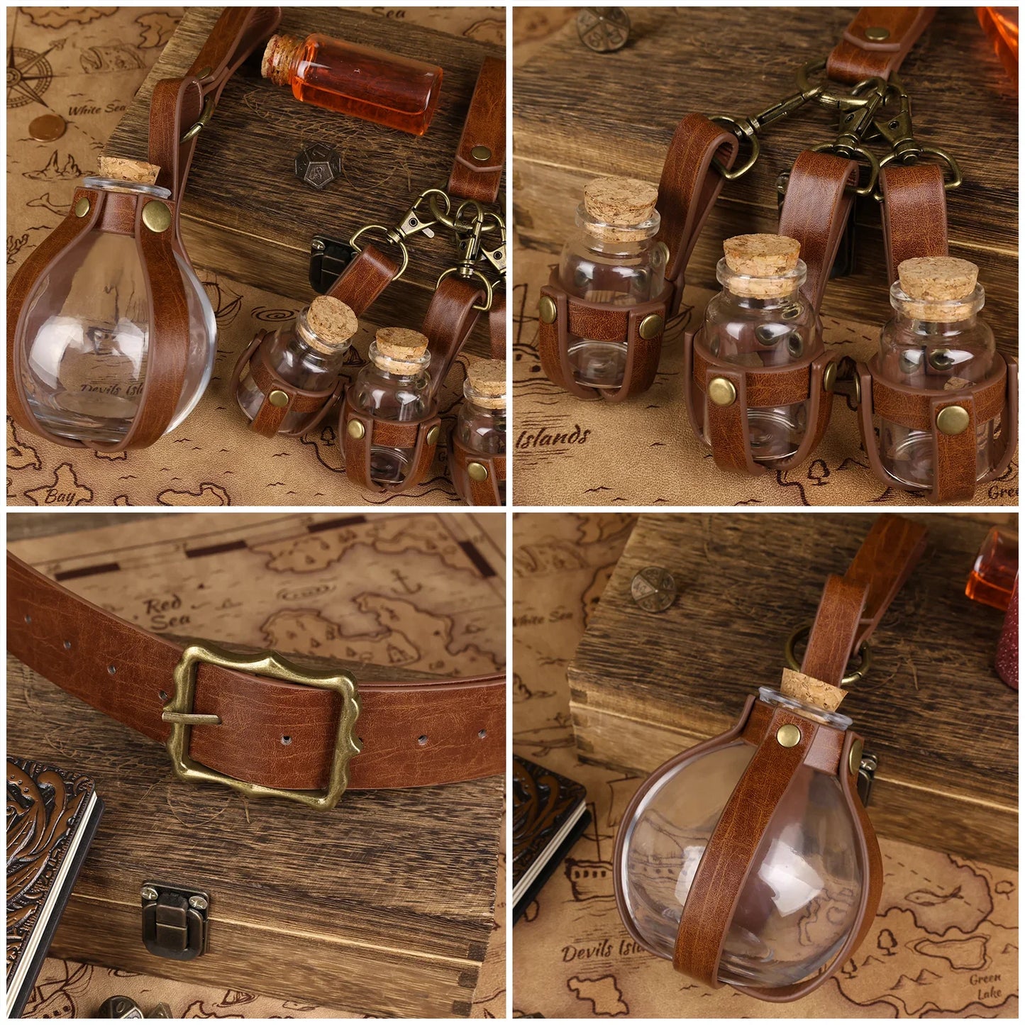 3PCs Medieval Alchemy Belt Potion Bottle