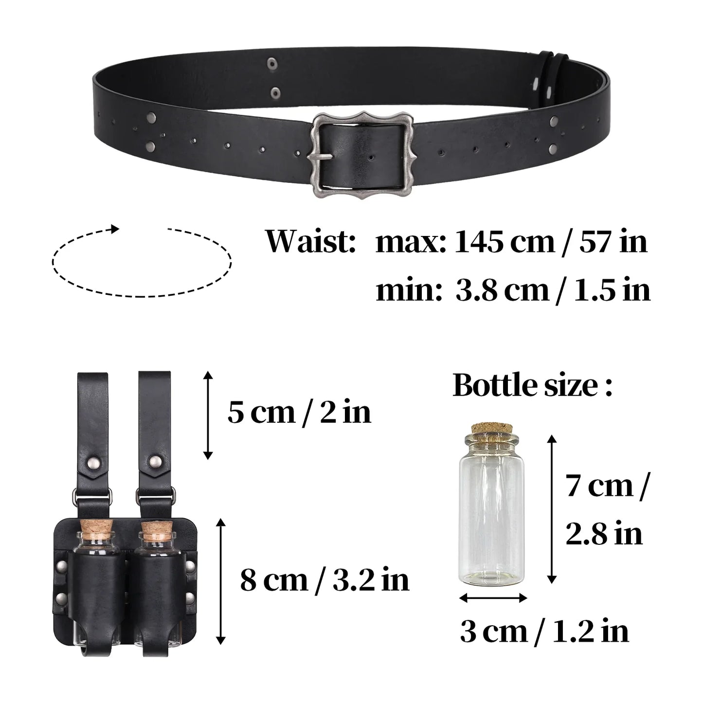 3PCs Medieval Alchemy Belt Potion Bottle