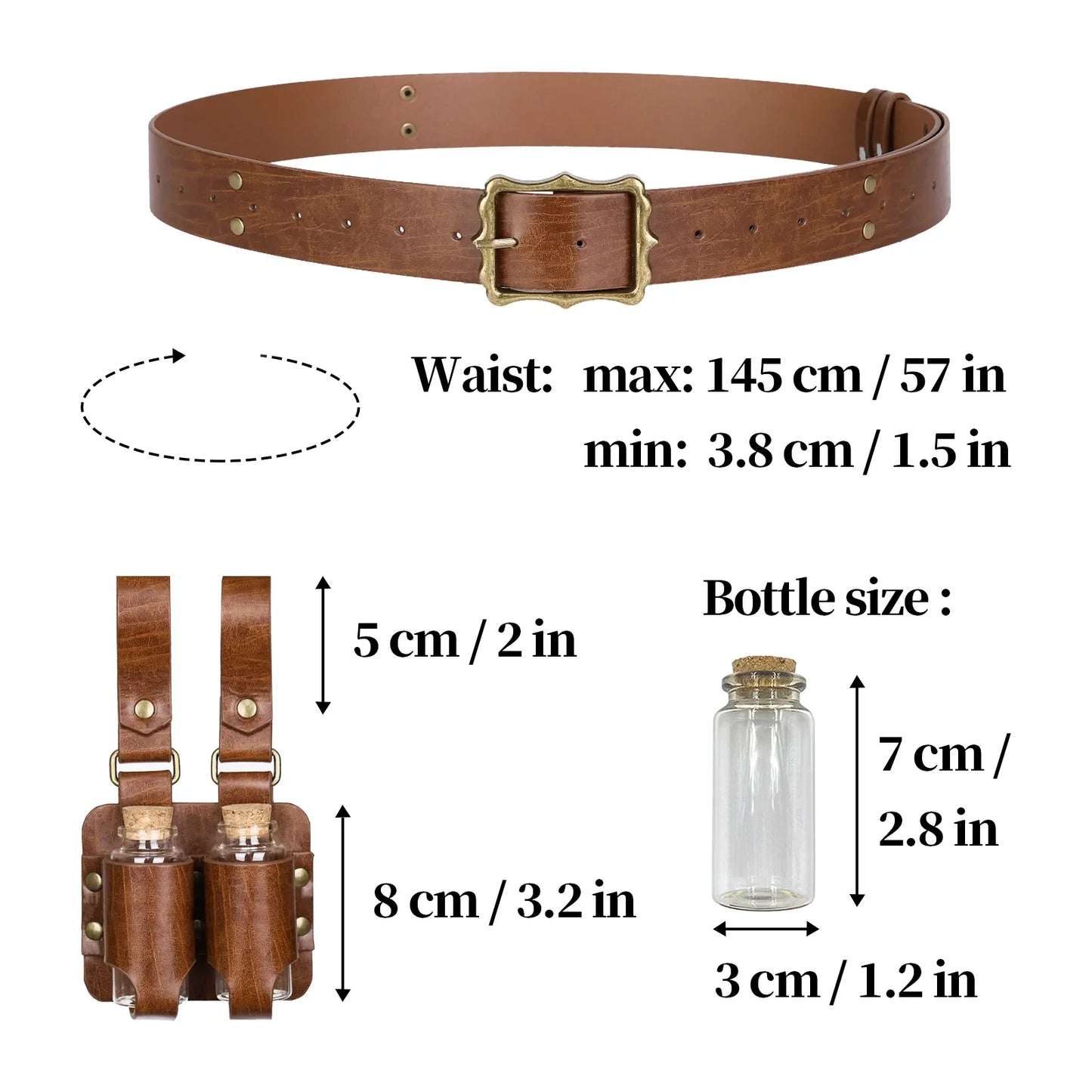 3PCs Medieval Alchemy Belt Potion Bottle