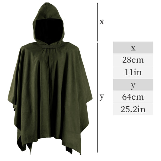 Kids Medieval Hooded Cloak with Adjustable Brooch - Corduroy Cape