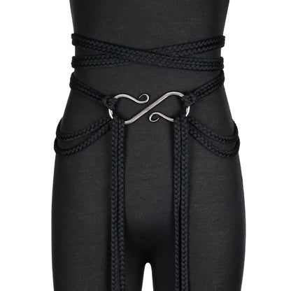 HiiFeuer Medieval Rope Belt with Metal Buckle