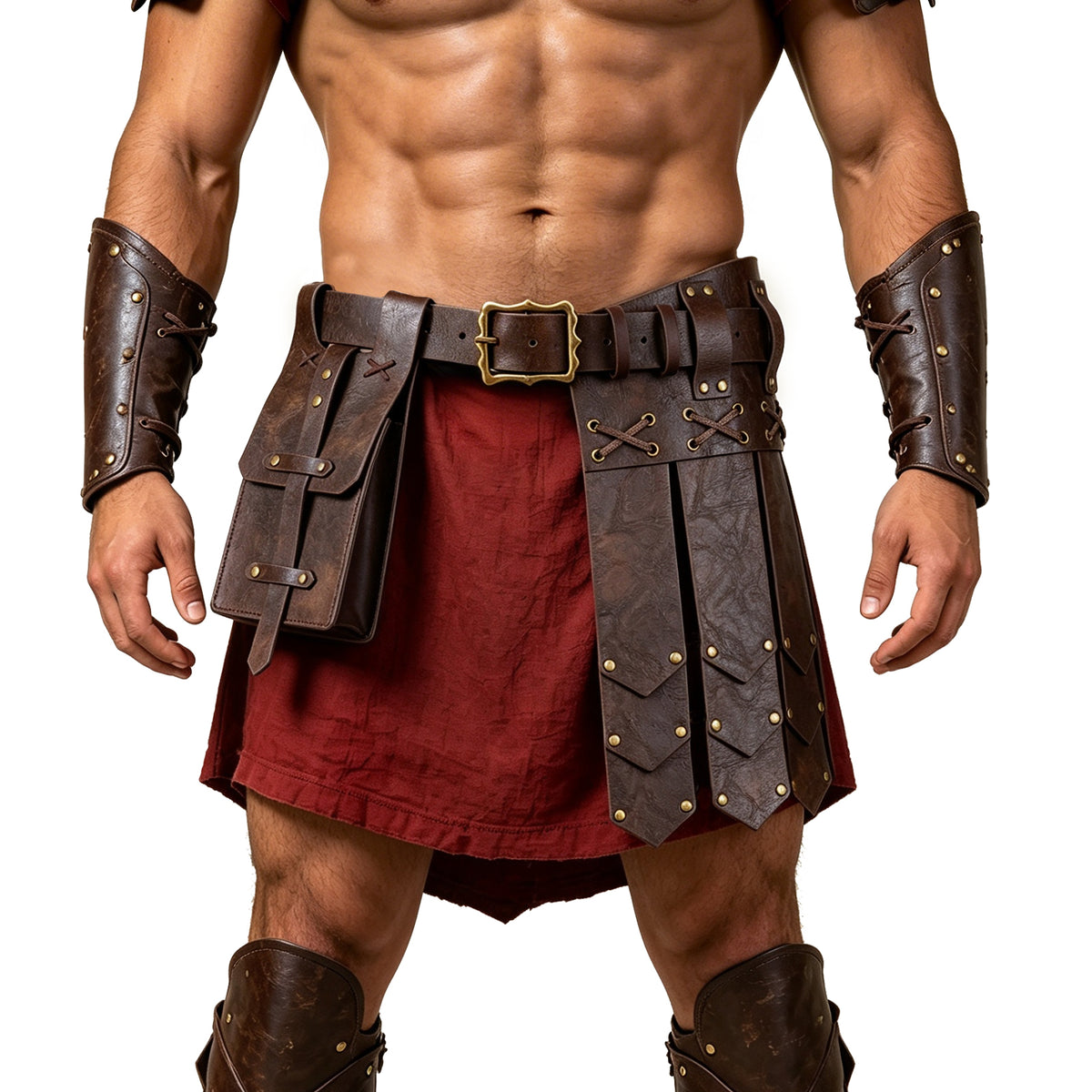 HiiFeuer Medieval Belt Knight Armor with Pouch Retro Faux Leather