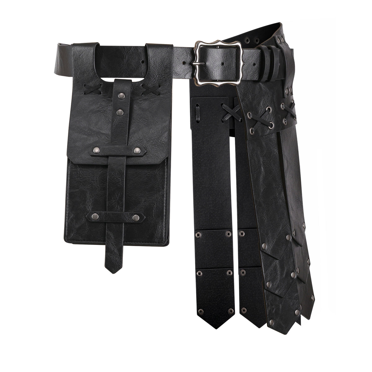 HiiFeuer Medieval Belt Knight Armor with Pouch Retro Faux Leather