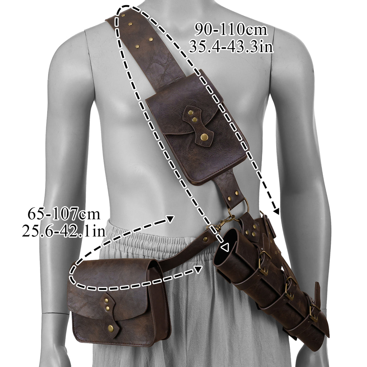 HiiFeuer 4Pcs Medieval Tactical Baldric Belt Pouches Sword Frog