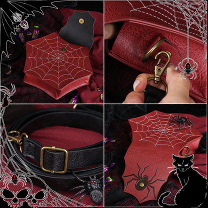 HiiFeuer Gothic Faux Leather Spider Web Purse