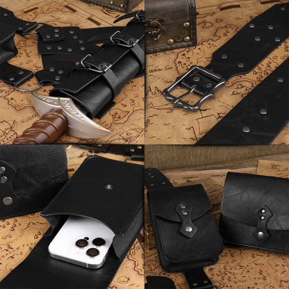 HiiFeuer 4Pcs Medieval Tactical Baldric Belt Pouches Sword Frog