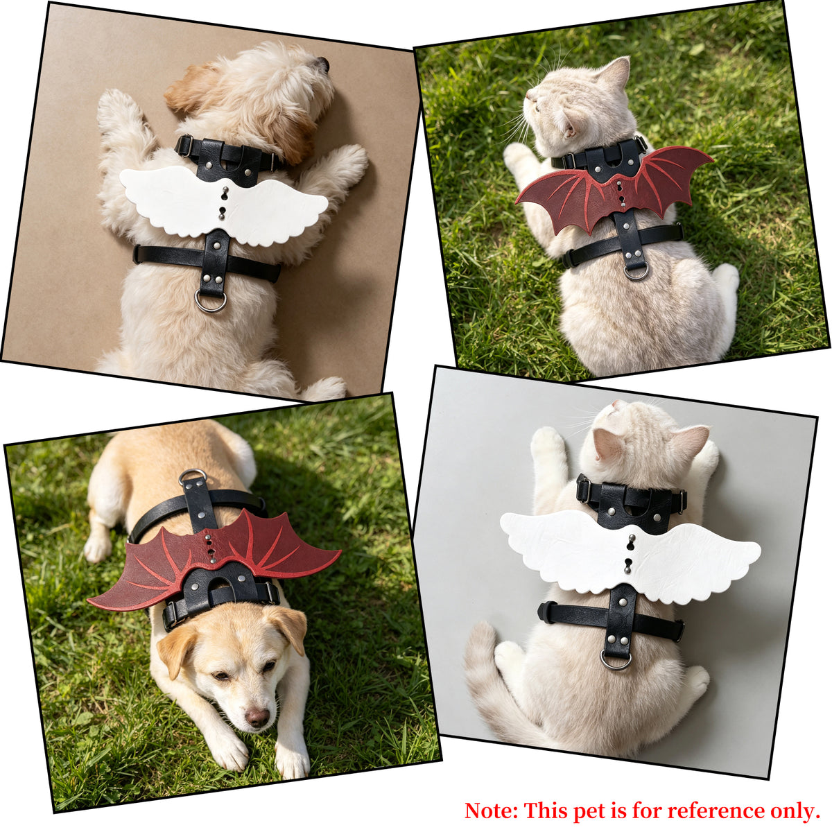 HiiFeuer Faux Leather Angel Devil Red White Wing for Cat Dog