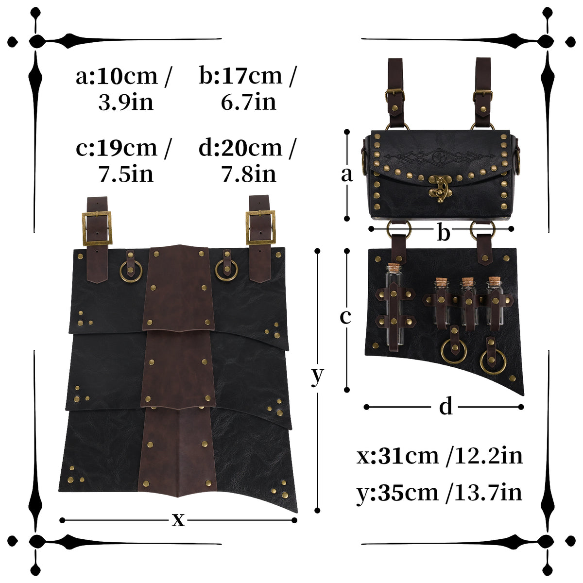 HiiFeuer Medieval Faux Leather Wide Belt Thigh Armor