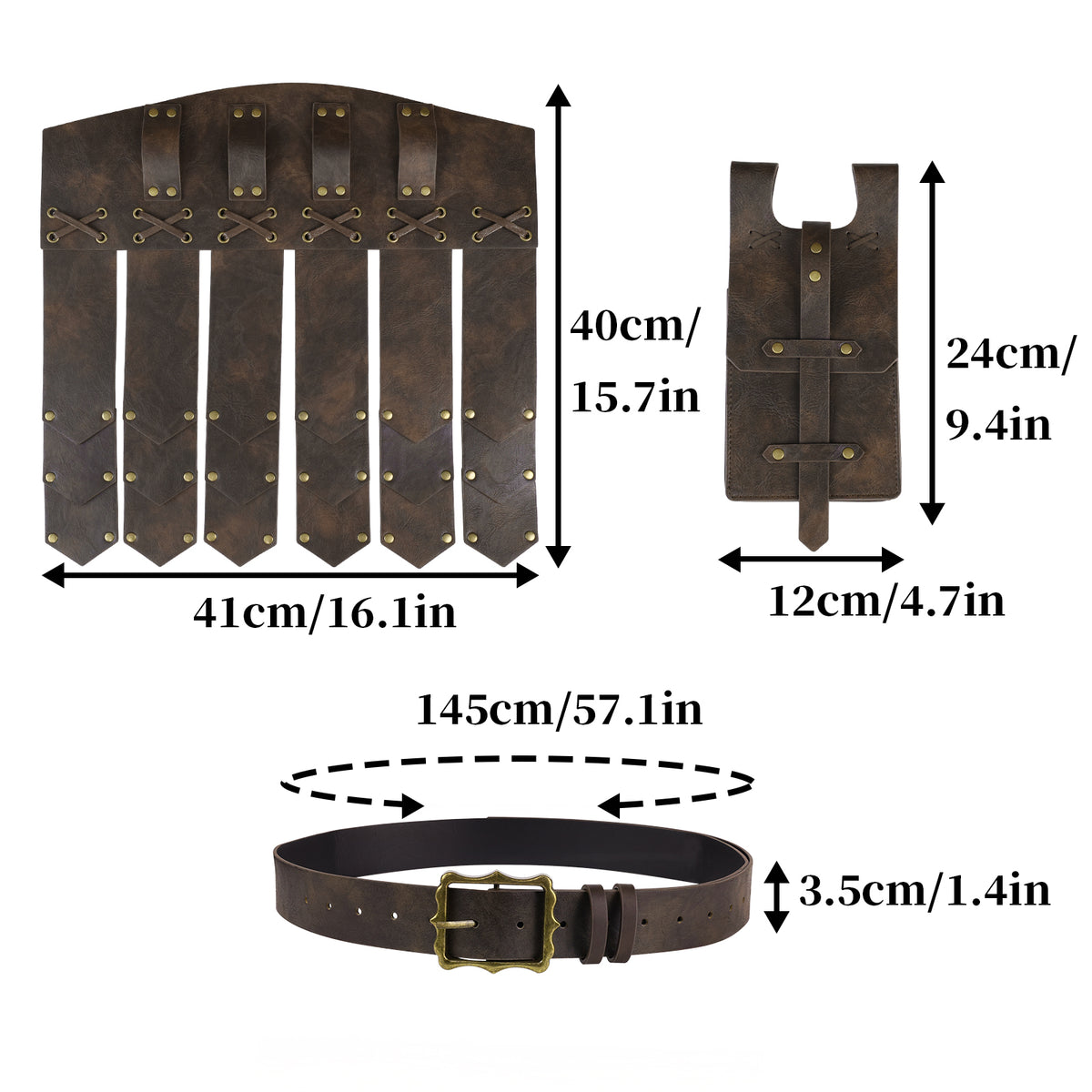 HiiFeuer Medieval Belt Knight Armor with Pouch Retro Faux Leather
