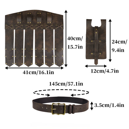 HiiFeuer Medieval Belt Knight Armor with Pouch Retro Faux Leather