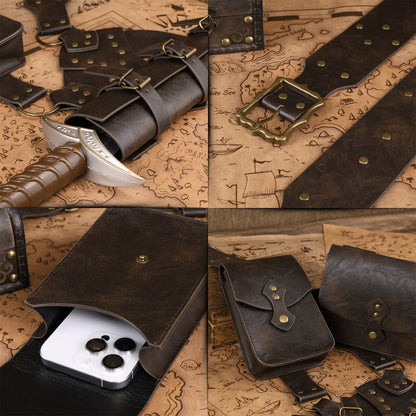 HiiFeuer 4Pcs Medieval Tactical Baldric Belt Pouches Sword Frog