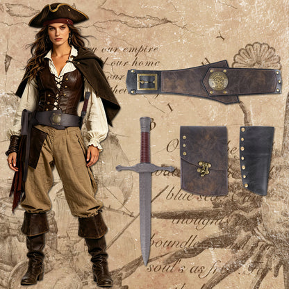 HiiFeuer 4Pcs Pirate Costume Men Accessories