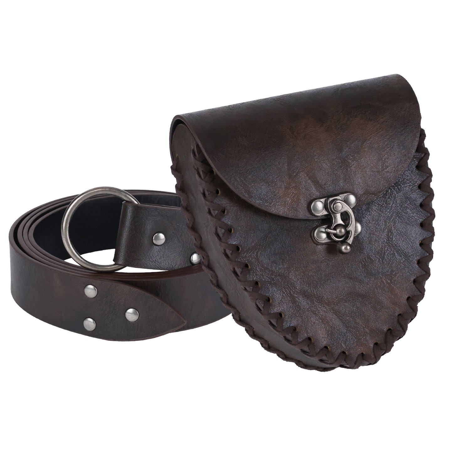 HiiFeuer Medieval Faux Leather Belt with Viking Waist Bag