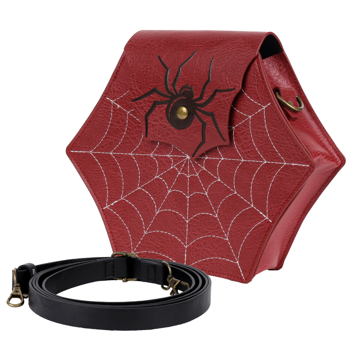 HiiFeuer Gothic Faux Leather Spider Web Purse
