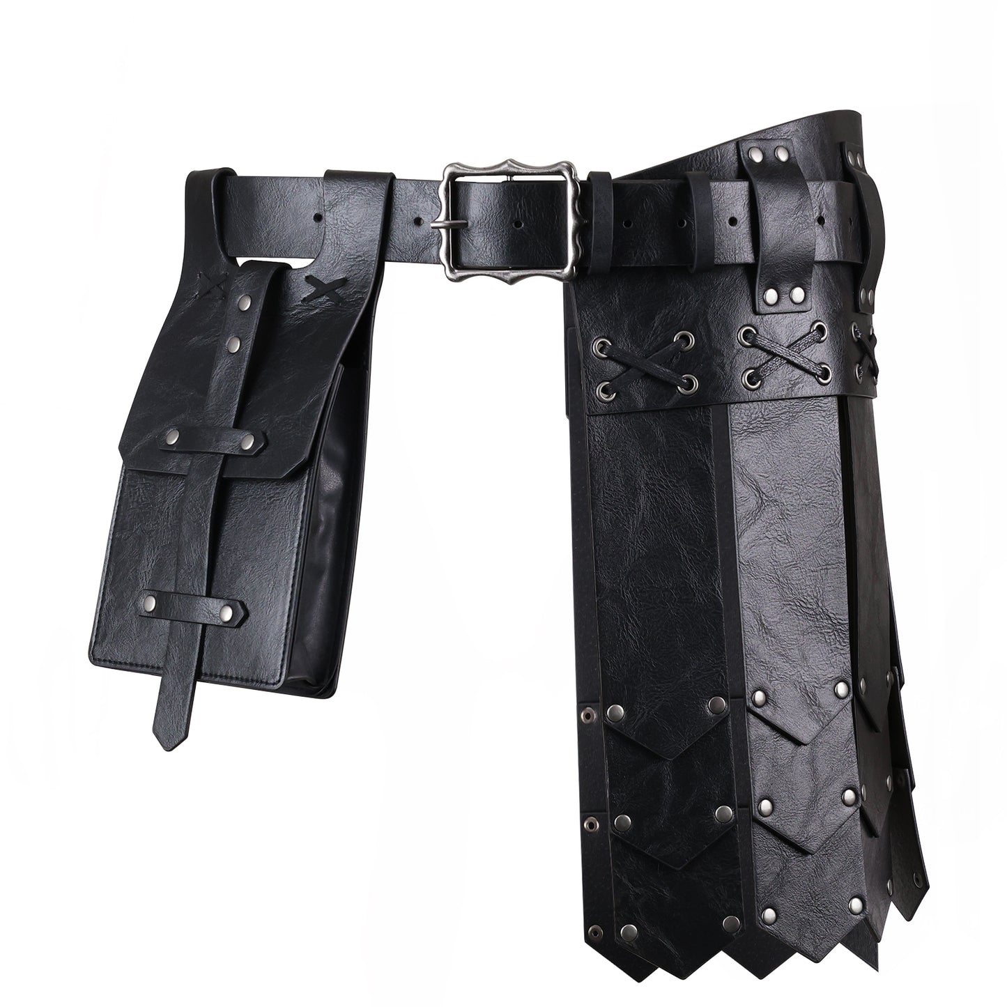 HiiFeuer Medieval Belt Knight Armor with Pouch Retro Faux Leather