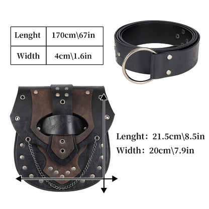 HiiFeuer Steampunk Studded Waist Pack Bag with Belt