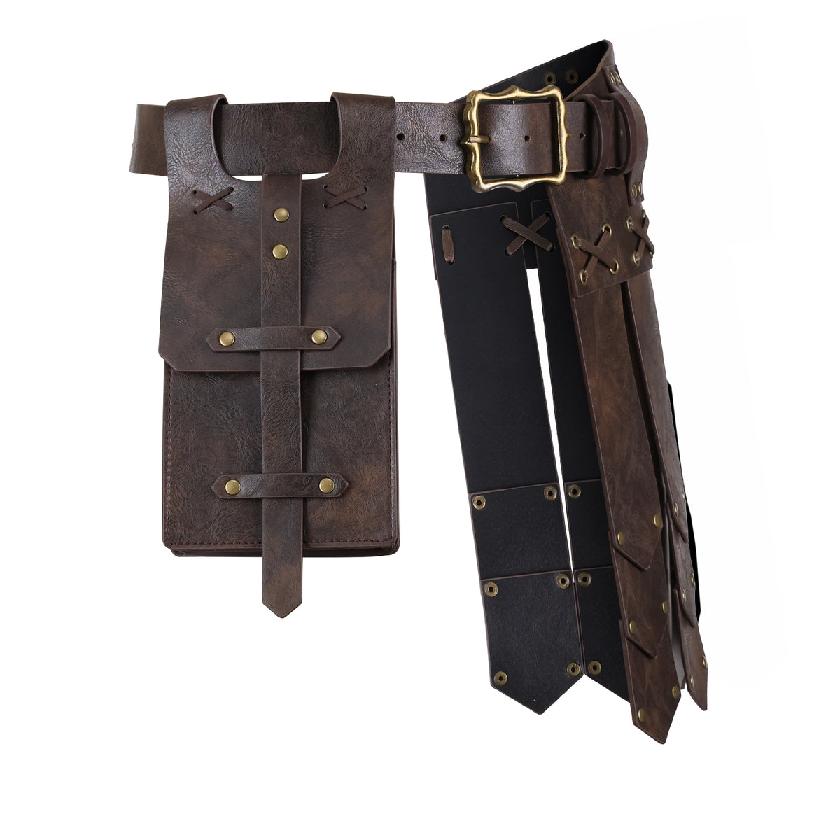 HiiFeuer Medieval Belt Knight Armor with Pouch Retro Faux Leather