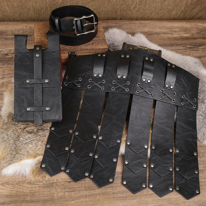 HiiFeuer Medieval Belt Knight Armor with Pouch Retro Faux Leather