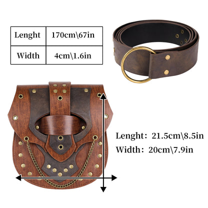 HiiFeuer Steampunk Studded Waist Pack Bag with Belt