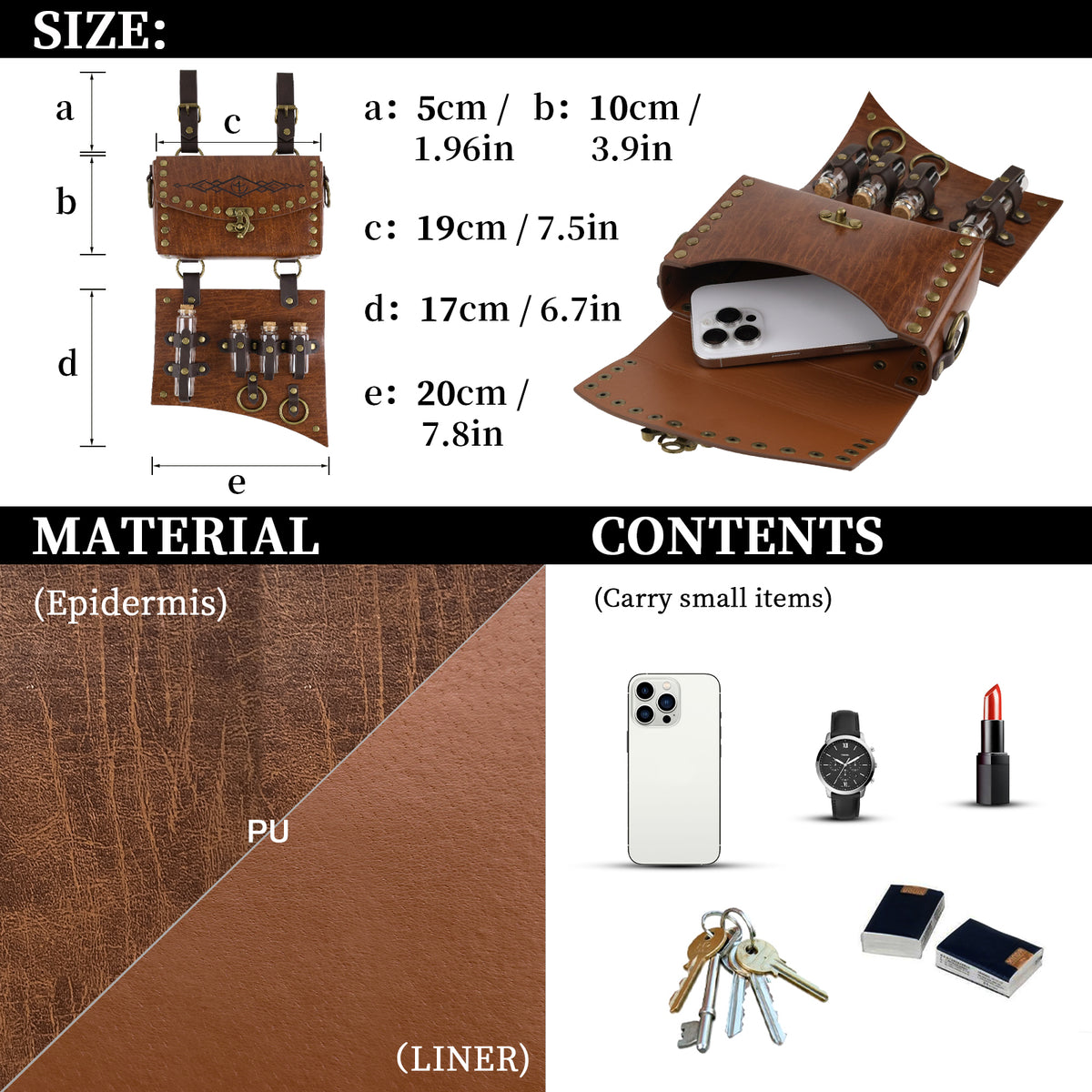 HiiFeuer Medieval Faux Leather Wide Belt Thigh Armor