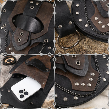 HiiFeuer Steampunk Studded Waist Pack Bag with Belt