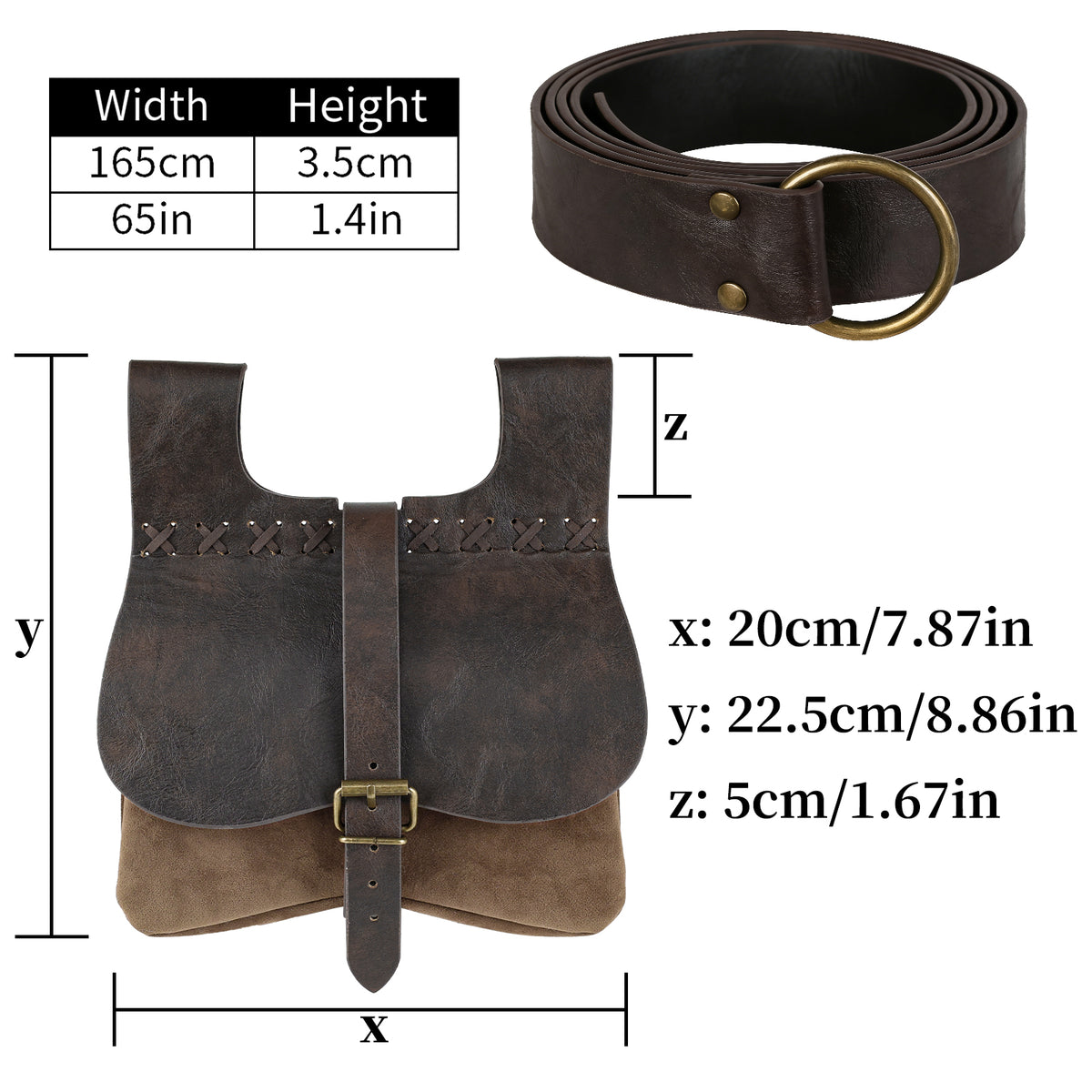 HiiFeuer 2PCs Medieval Belt Bag Set