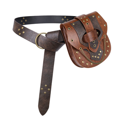 HiiFeuer Steampunk Studded Waist Pack Bag with Belt