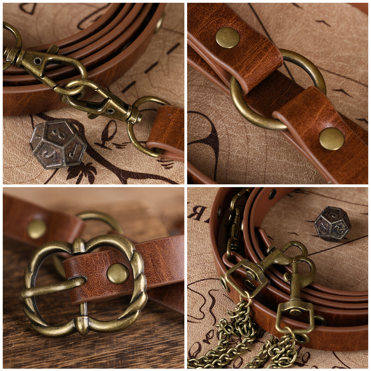 HiiFeuer Medieval DIY Faux Leather Metal Chain Belt