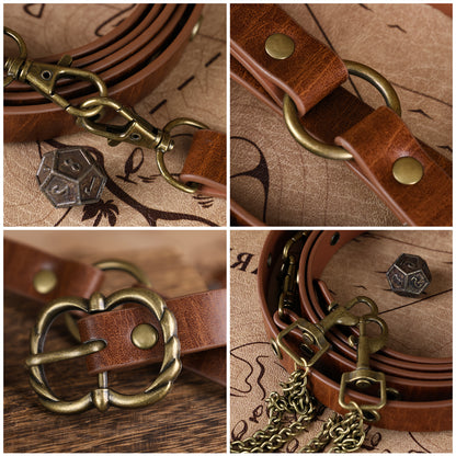 HiiFeuer Medieval DIY Faux Leather Metal Chain Belt