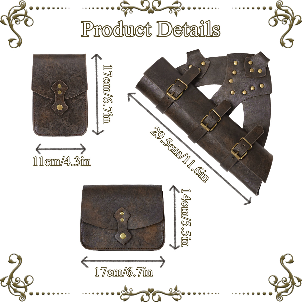HiiFeuer 4Pcs Medieval Tactical Baldric Belt Pouches Sword Frog